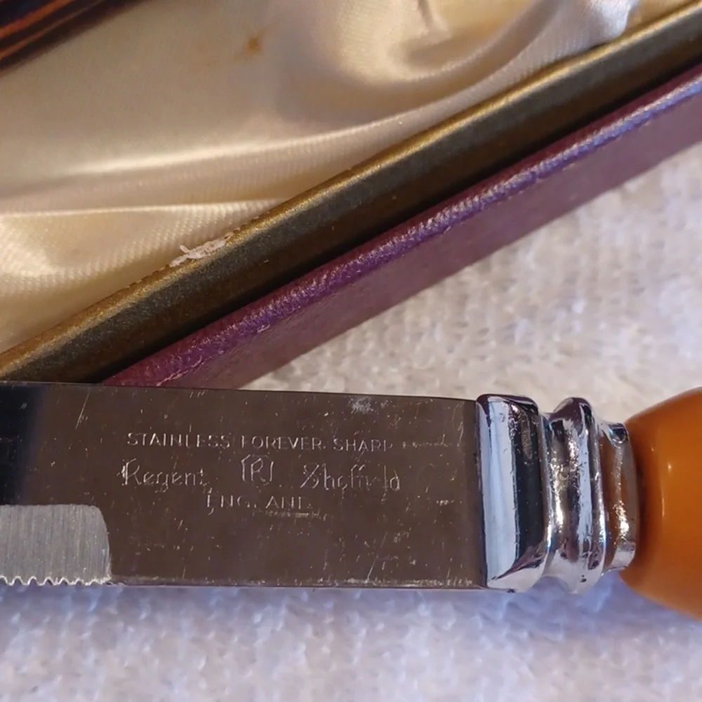 Regent Sheffield English stainless steel blades steak knives set of 6 fo stag